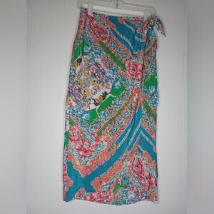 Anthropologie Vibrant Floral Swim Sarong - Blue, Green, Pink